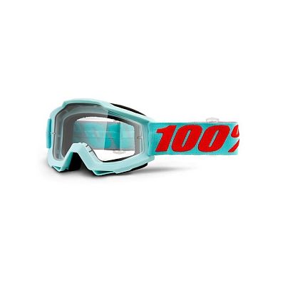 Маска-очки 100% для мотокросса Accuri с прозрачной линзой Бирюзовый